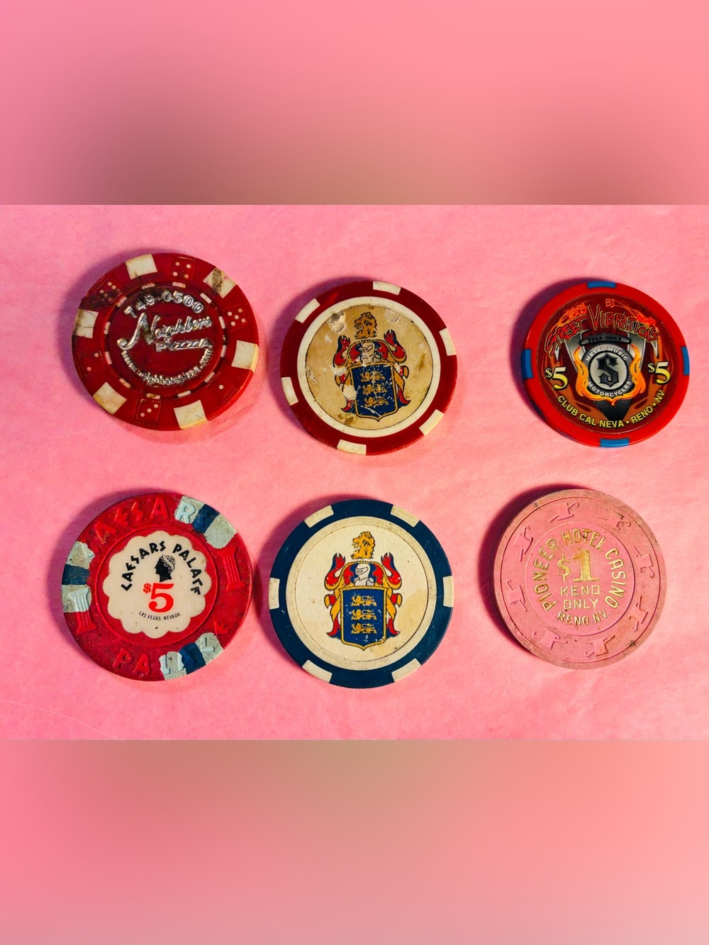 Vintage Poker Chips & A Pizza Chip-Reno